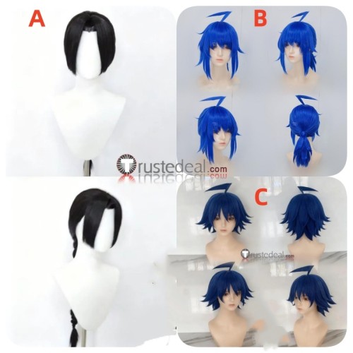 Mairimashita Iruma kun Iruma Suzuki Atri Blue Black Styled Cosplay Wig