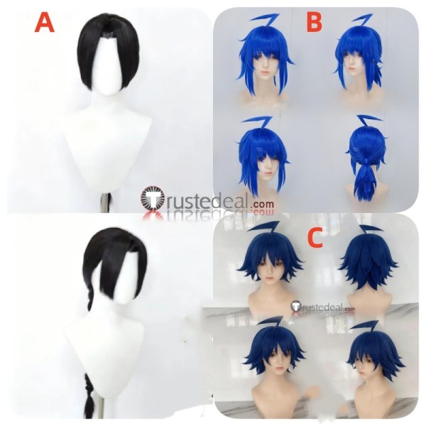 Mairimashita Iruma kun Iruma Suzuki Atri Blue Black Styled Cosplay Wig