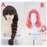 Girls und Panzer Rukuriri RoseHip Pink Brown Braid Styled Cosplay Wig