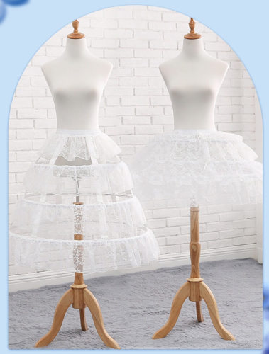 Anime Game White Lace Cosplay Boned Cutout Crinoline Petticoat