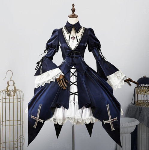 Blue Gothic Lolita Lace Cosplay Costume