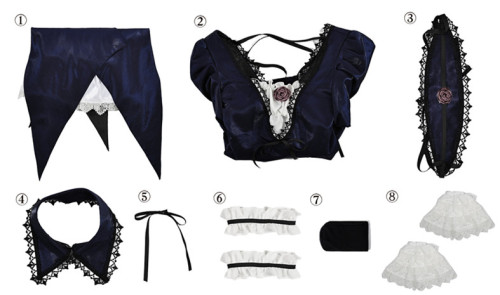 Blue Gothic Lolita Lace Cosplay Costume