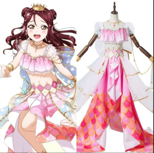 Riko Hanamaru Ruby Yoshiko Mari Chika Dia Kanan Mermaid Pink Cosplay Costume