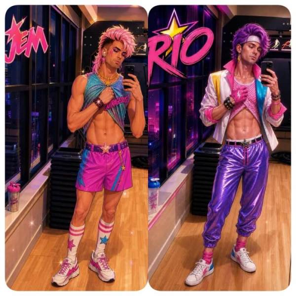 Commission Rio Jem Purple Pink Styled Cosplay Wig