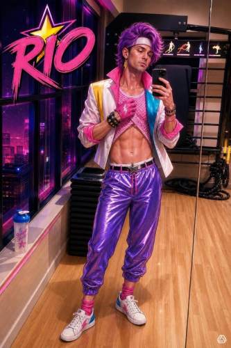 Commission Rio Jem Purple Pink Styled Cosplay Wig