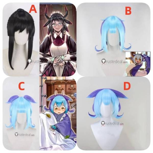 YuGiOh Laundry Dragonmaid House Dragonmaid Black Blue Purple Styled Cosplay Wig