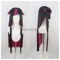 Commission Lilia Long Black Pink Styled Cosplay Wig 80cm