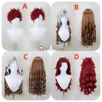 Commission Silver Brown Red Styled Cosplay Wig