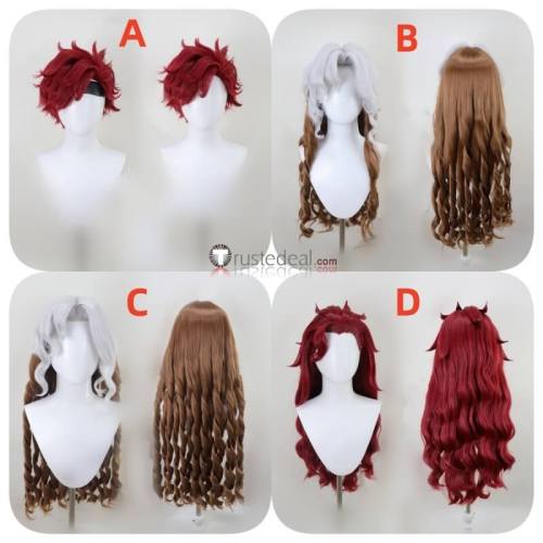 Commission Silver Brown Red Styled Cosplay Wig