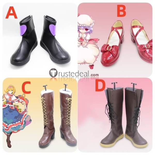 Alice Margatroid Komeiji Koishi Remilia Red Brown Cosplay Boots Shoes