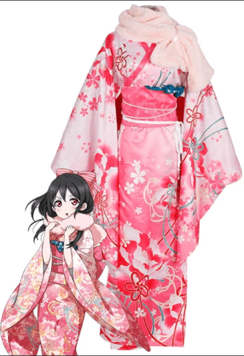 Kotori Nico Pink Kimono Cosplay Costume