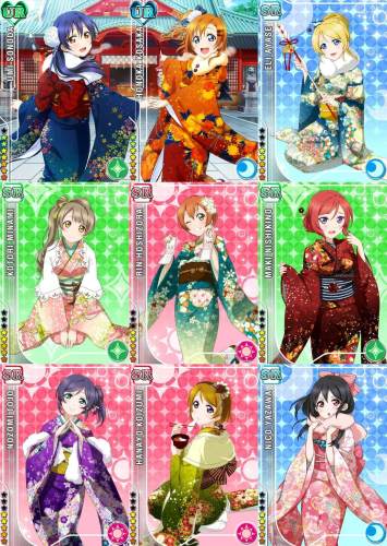 Maki Eli Umi Nozomi Hanayo Rin Kotori Nico New Year Kimono Cosplay Costume