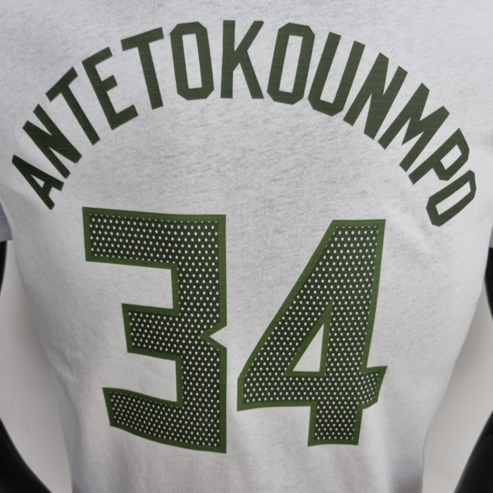 Giannis Antetokounmpo Milwaukee Bucks Casual T-shirt White