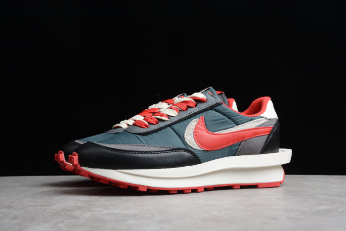 Undercover x Sacai x NK LDWaffle Midnight Spruce University Red