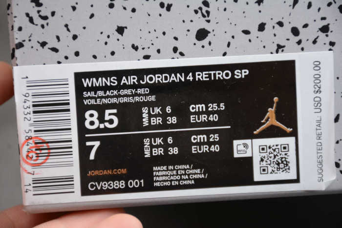 Off-White x Air Jordan 4 Retro Black Red CV9388-001