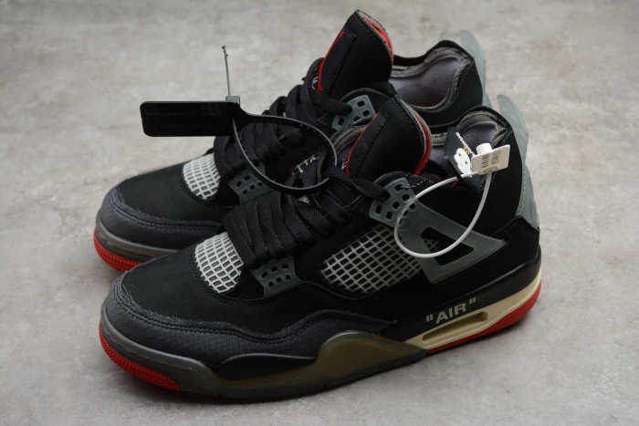 Off-White x Air Jordan 4 Retro Black Red CV9388-001