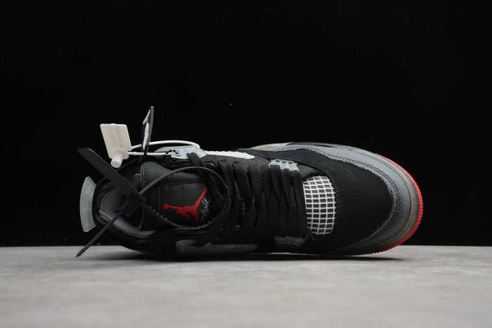 Off-White x Air Jordan 4 Retro Black Red CV9388-001