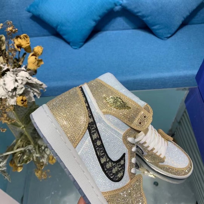 Air Jordan 1 Diamond DIY Gold White