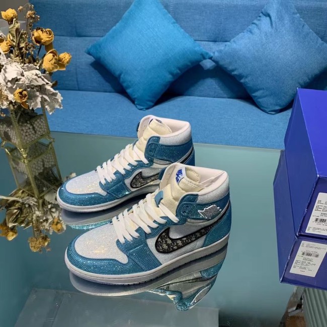 Air Jordan 1 Diamond DIY Blue White