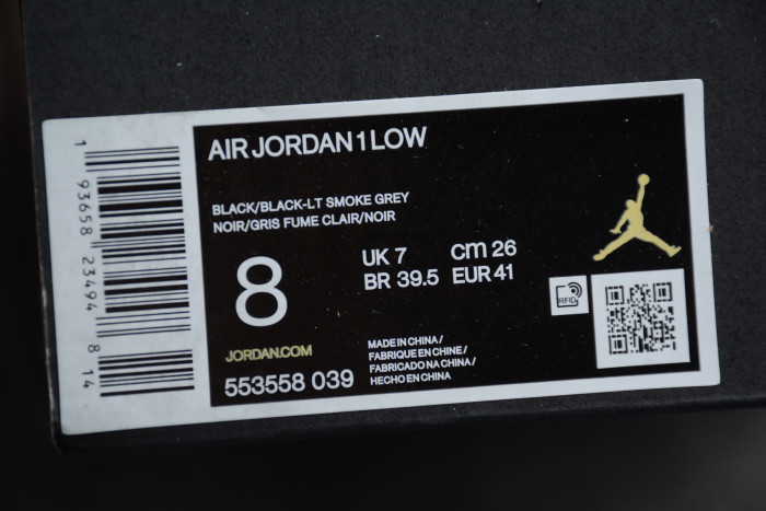 Air Jordan 1 Low Black Light Smoke Grey 553558-039