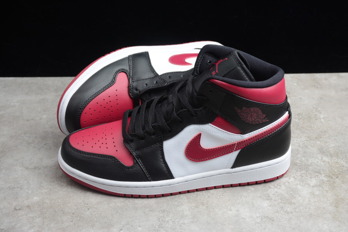 Nike Air Jordan 1 Mid Bred Toe Black/Gym Red-White 554724-066