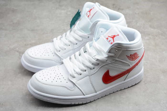 Air Jordan 1 Mid White University Red BQ6472-106