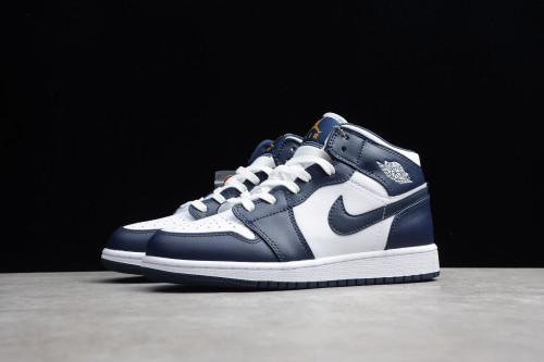 Air Jordan 1 Mid White Metallic Gold Obsidian 554724-174