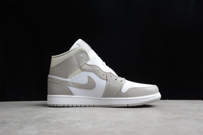 Air Jordan 1 Mid Linen College Grey Light Bone White 554724-082