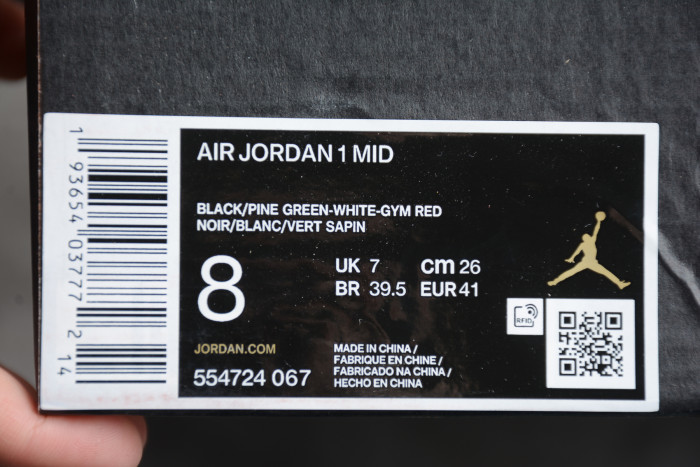 Air Jordan 1 Mid Green Toe 554724-067