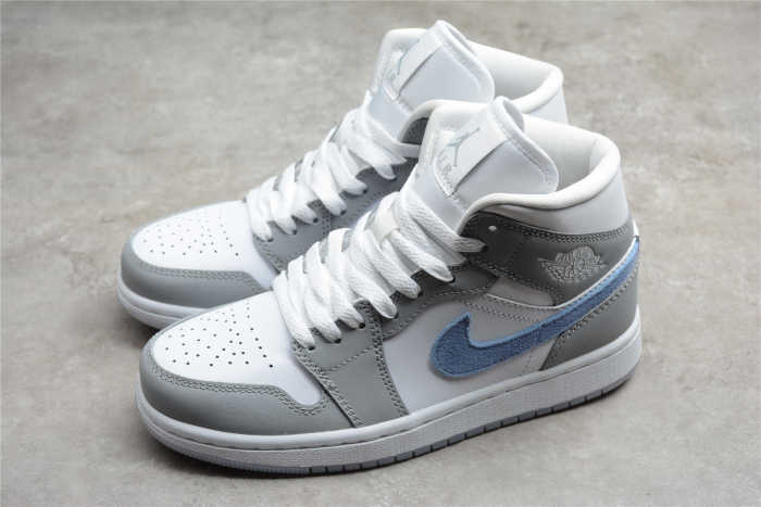 Air Jordan 1 Mid White Wolf Grey Blue BQ6472-105