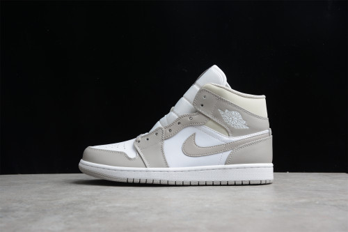 Air Jordan 1 Mid Linen College Grey Light Bone White 554724-082