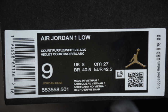 Air Jordan 1 Low 'Court Purple Black' 553558-501