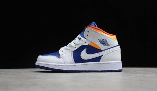 Air Jordan 1 Mid White Laser Orange Deep Royal Blue 554725-131