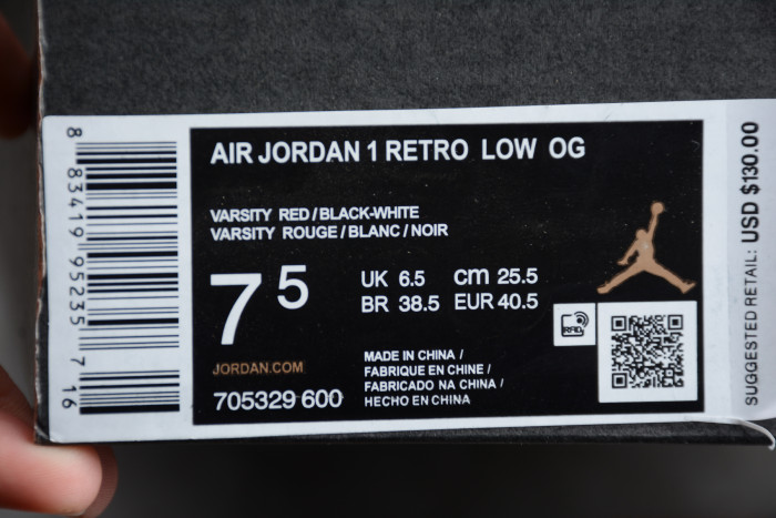 Air Jordan 1 Retro Low OG 'Chicago' 705329-600