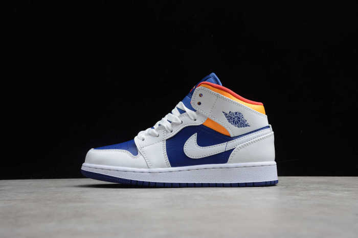 Air Jordan 1 Mid White Laser Orange Deep Royal Blue 554725-131