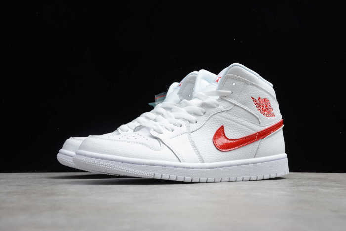 Air Jordan 1 Mid White University Red BQ6472-106