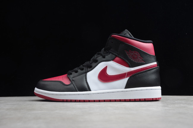 Nike Air Jordan 1 Mid Bred Toe Black/Gym Red-White 554724-066