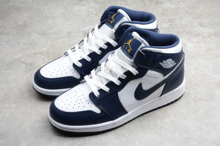 Air Jordan 1 Mid White Metallic Gold Obsidian 554724-174