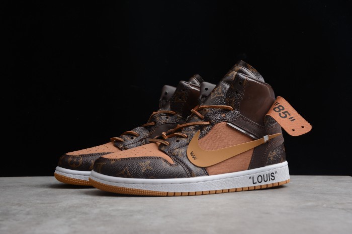 Air Jordan 1 X Off Louis OW x LV Brown Orange AQ0818-158