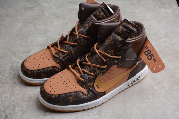 Air Jordan 1 X Off Louis OW x LV Brown Orange AQ0818-158