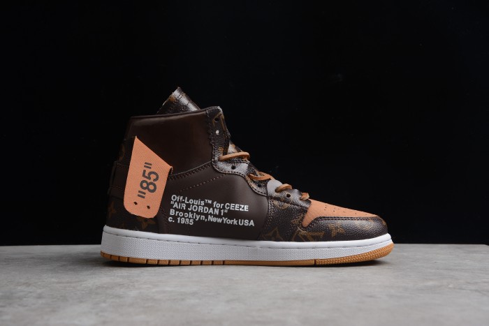 Air Jordan 1 X Off Louis OW x LV Brown Orange AQ0818-158