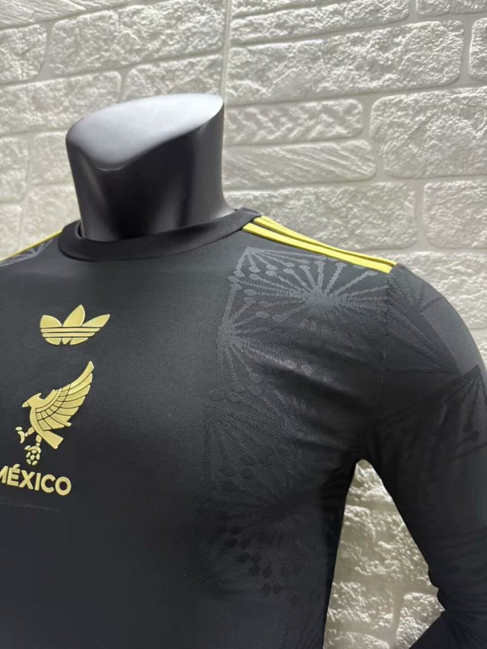 Mexico Gold Man Player Long Sleeve Jersey 25/26