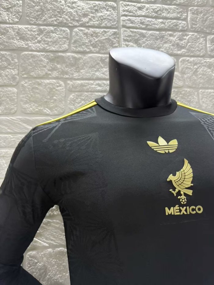 Mexico Gold Man Player Long Sleeve Jersey 25/26
