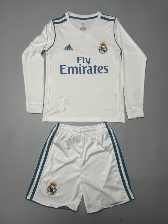 Real Madrid Home Retro Long Sleeve Kids Suit 2017/18
