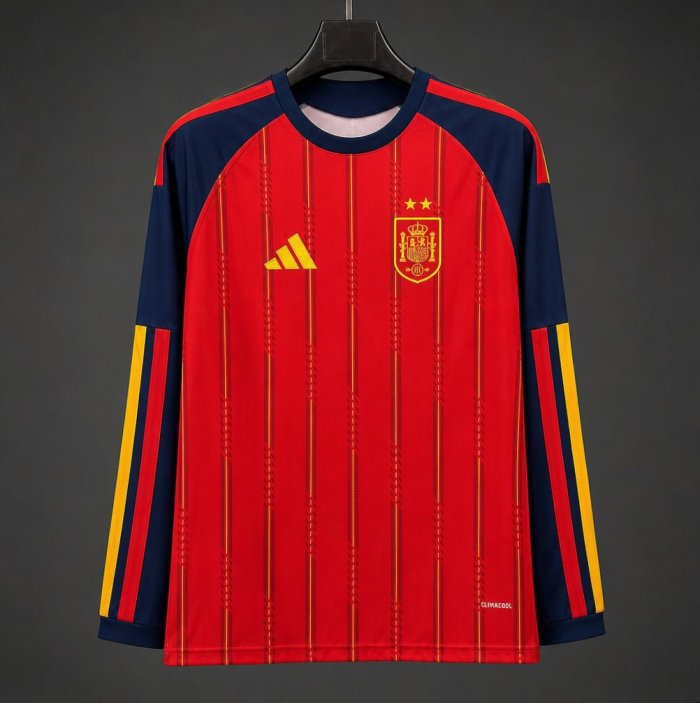 Spain 2026 World Cup Home Man Long Sleeve Jersey (2 stars)