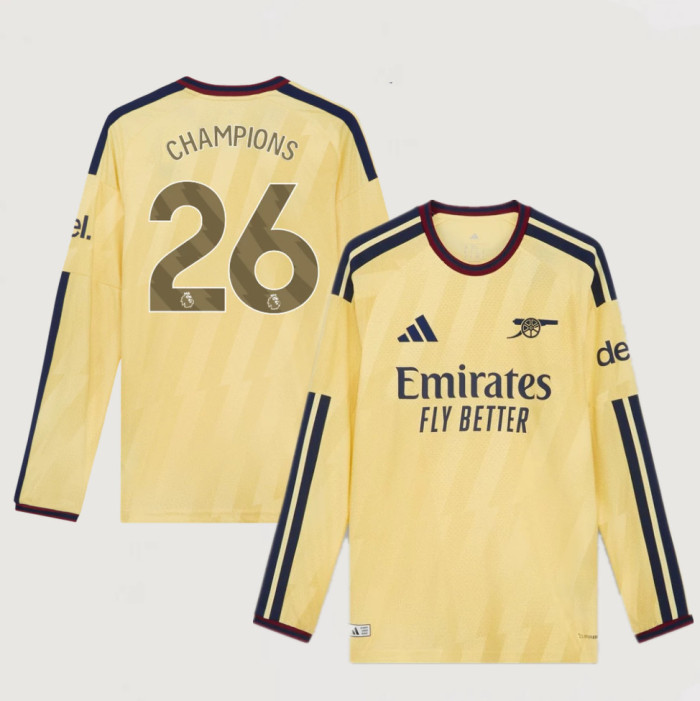 Arsenal Third Champions Player Long Sleeve Men Jersey 26/27