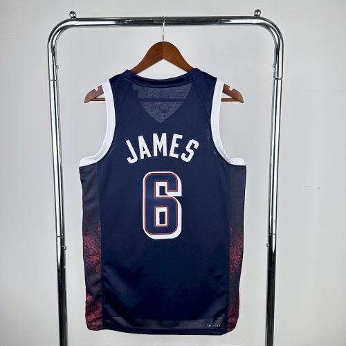 LeBron James Team USA 2024 Swingman Away Jersey Blue