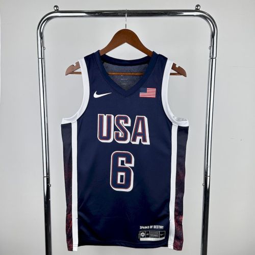 LeBron James Team USA 2024 Swingman Away Jersey Blue