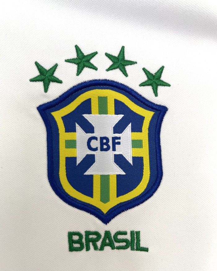 Brazil White Long Sleeve Retro Jersey 1998