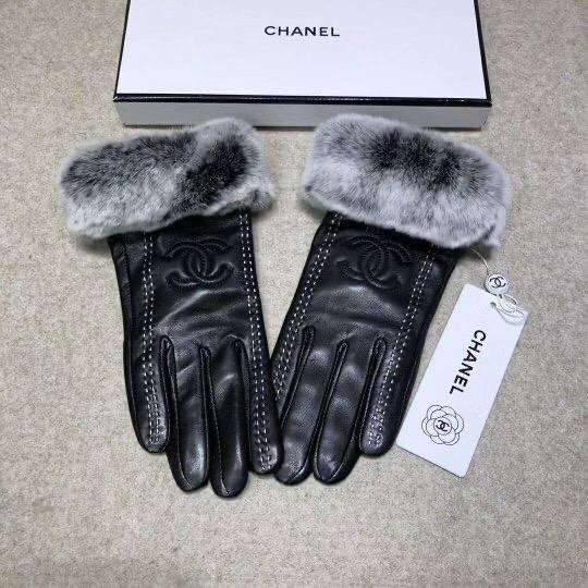 Women's fur leather gloves, with box